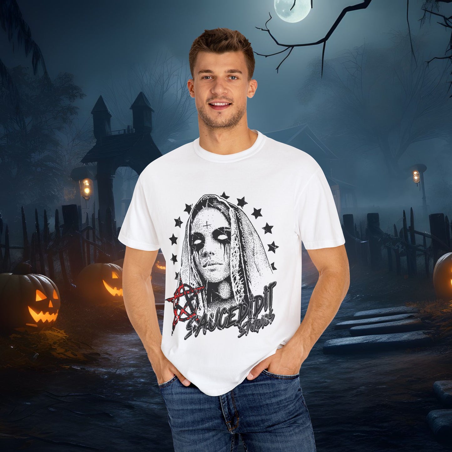 Edgy Graphic Tee, Unisex T-Shirt, Halloween Costume Top, Trendy Streetwear, Graphic Shirt, Alternative Apparel