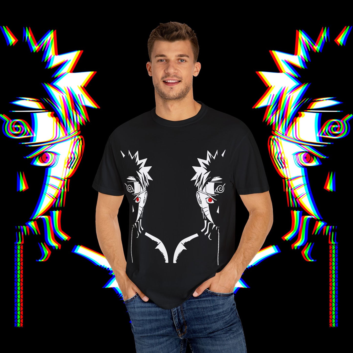 Anime-Inspired Graphic T-Shirt, Trendy Unisex Tee, Unique Gift for Fans, Casual Wear, Perfect for Conventions - Unisex Garment-Dyed T-shirt,