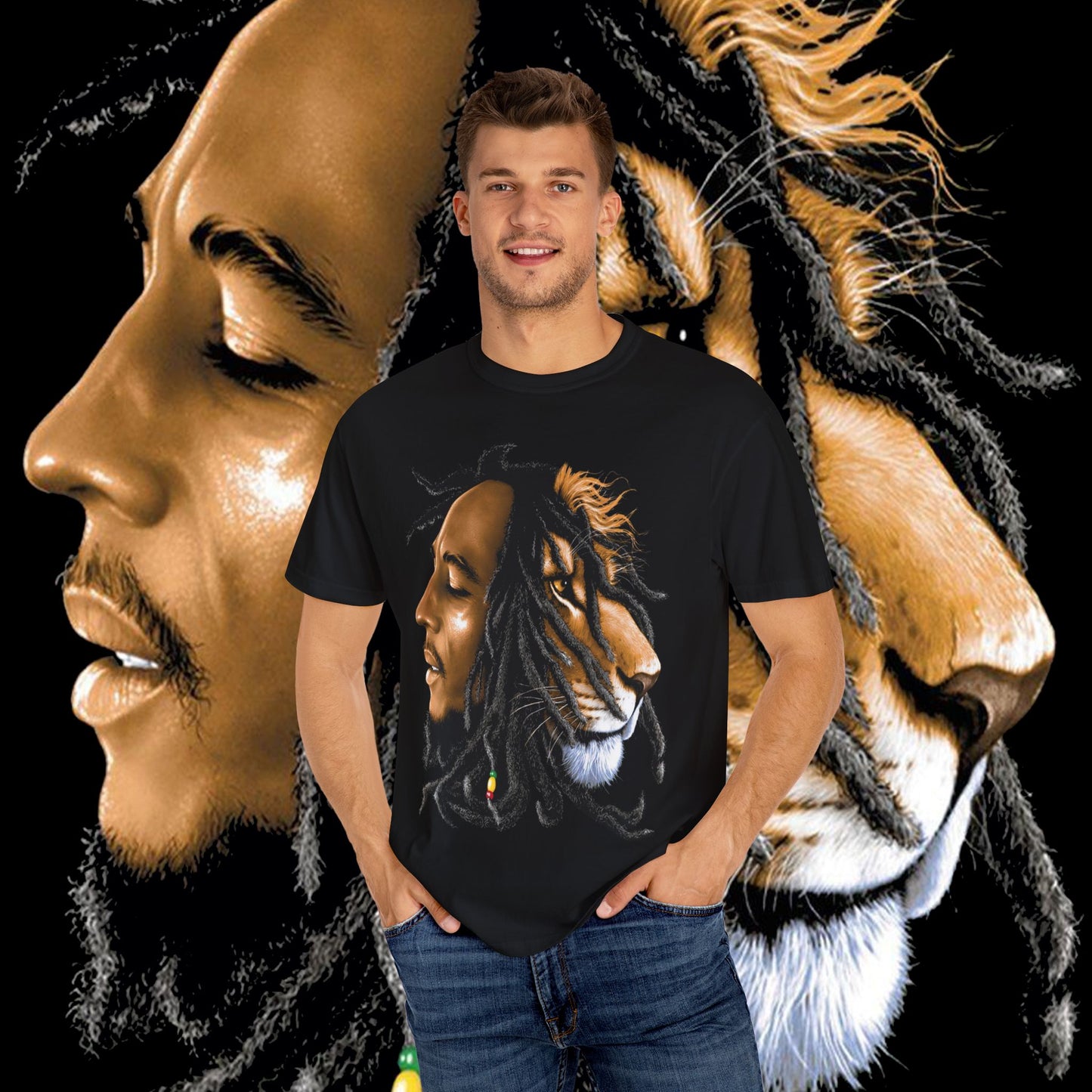 Lion Spirit Unisex T-shirt | Bohemian Fashion, Gift for Nature Lovers, Eco-Friendly Tee, Music Festival Wear, Artistic Apparel