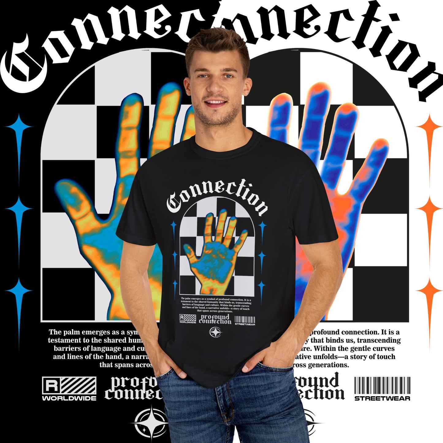 Connection Graphic Tee, Unisex Streetwear Shirt, Artistic Graphic T-shirt, Casual Style Gift, Trendy Connection Top
