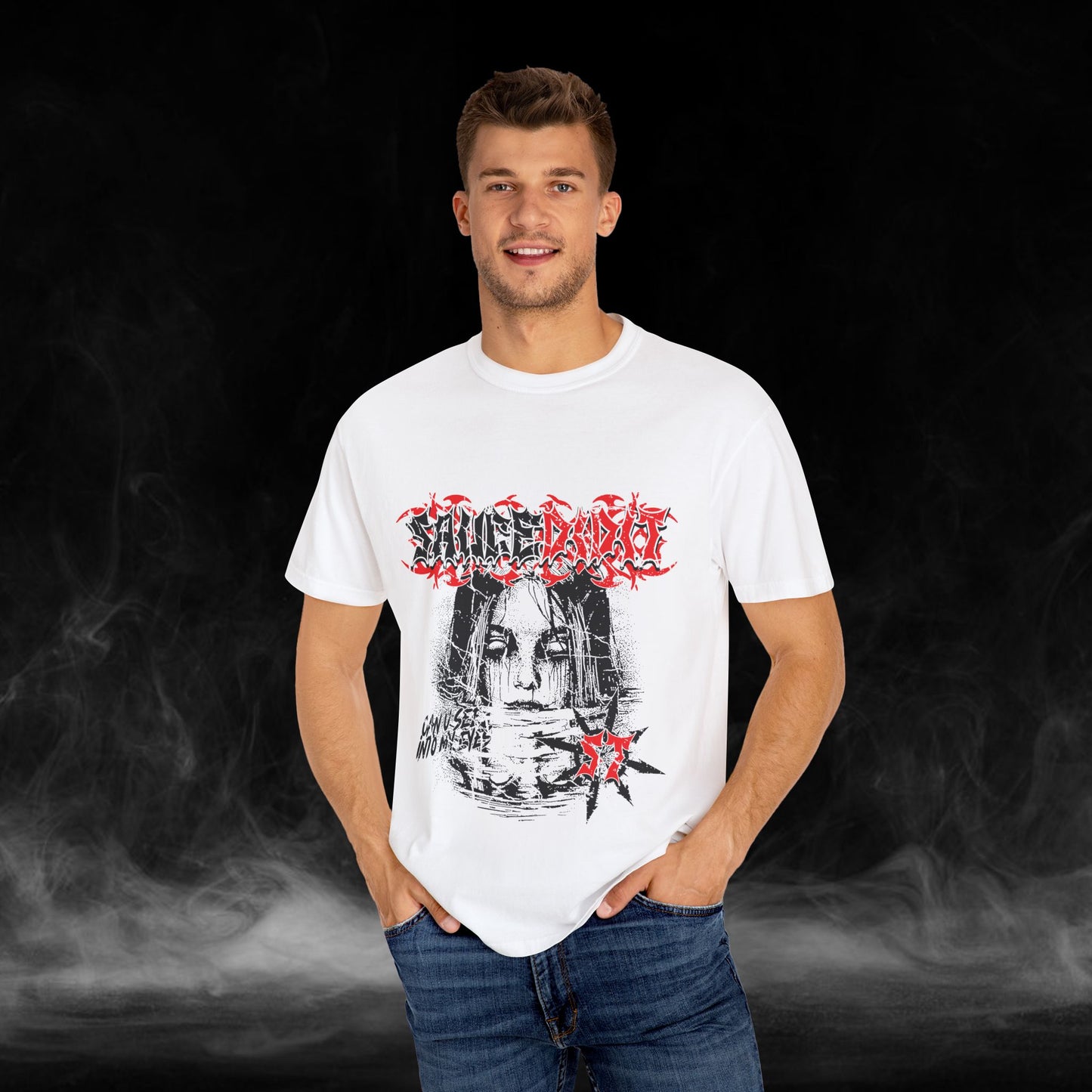 Indigo Soul Unisex Garment-Dyed T-shirt with 'Can U See into My Eyes' Design, Boho Graphic Tee, Soft Cotton Top, Vintage Feel Shirt, Retro