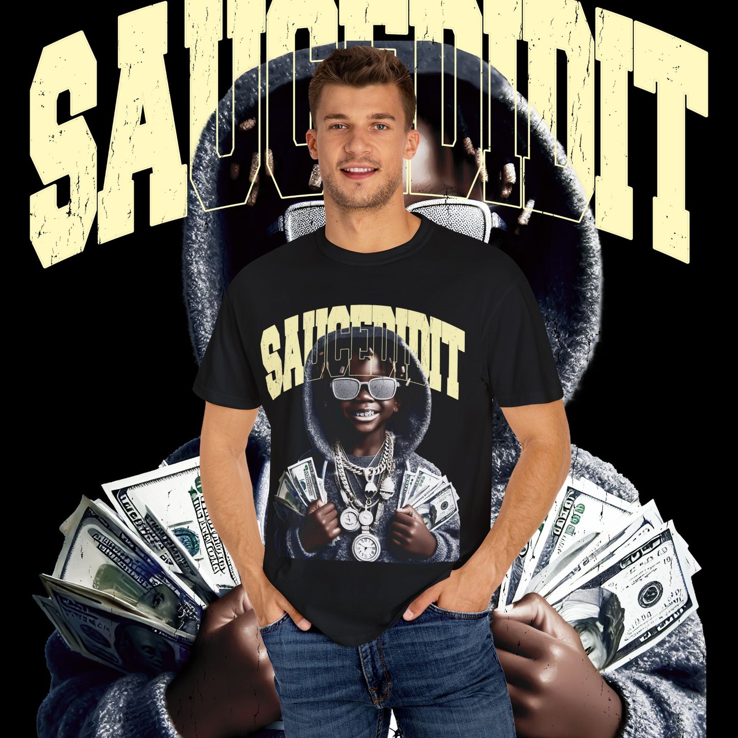 Saucedidit Unisex Garment-Dyed T-shirt - Hip Hop Style Tee, Streetwear Fashion, Unique Gift for Music Lovers, Casual Everyday Wear