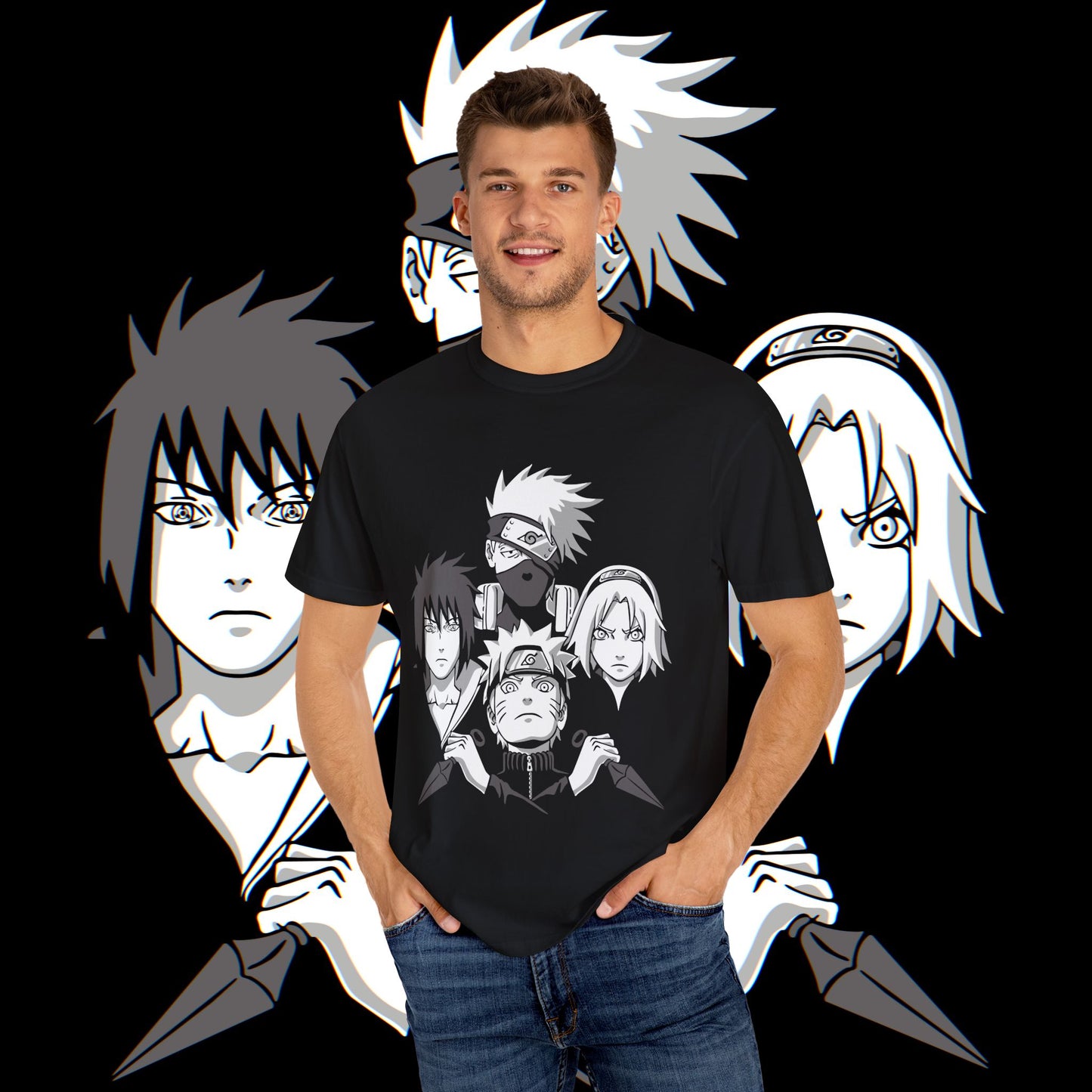 Naruto Team 7 T-shirt, Anime Graphic Tee, Unisex Tee, Casual Top, Gift for Anime Fans, Manga Shirt