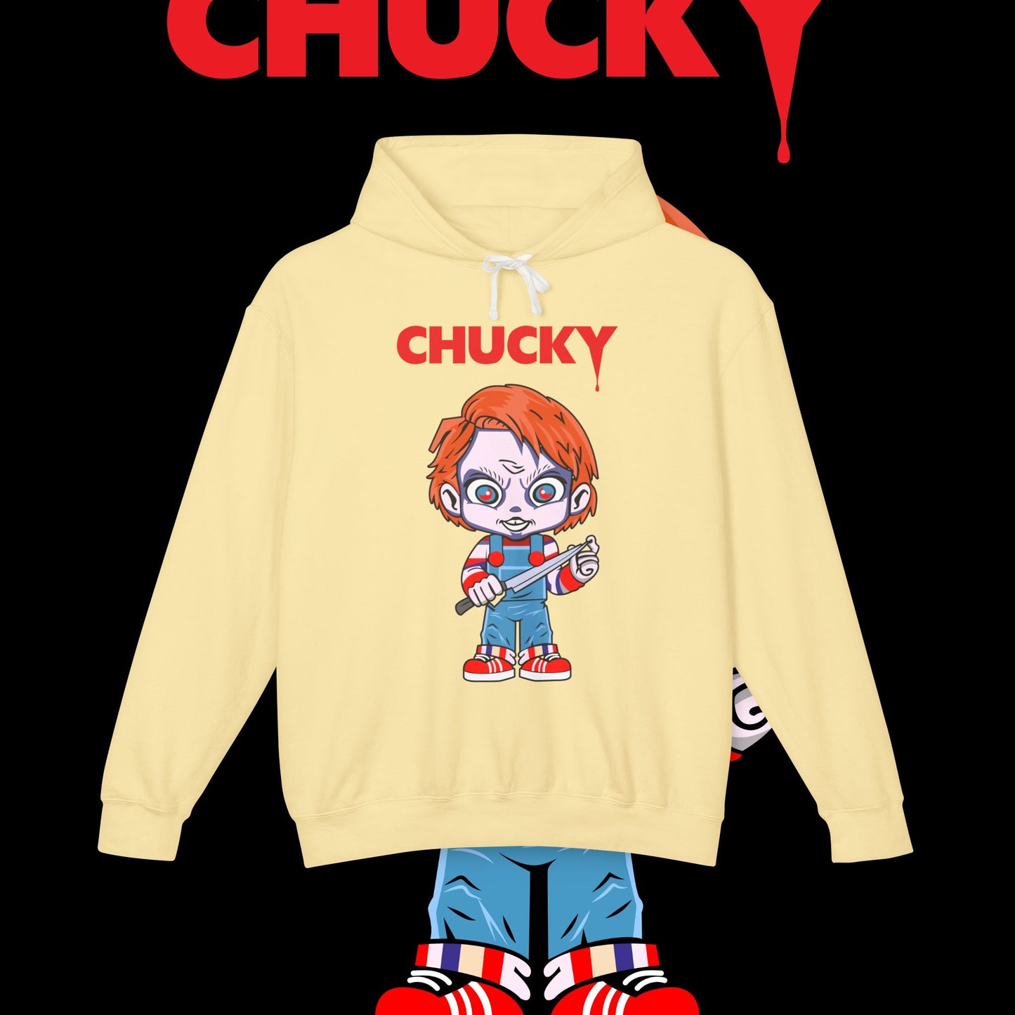Chucky Inspired Sweatshirt, Unisex Lightweight Hoodie, Halloween Costume, Horror Movie Merchandise, Casual Wear, Gift for Fans