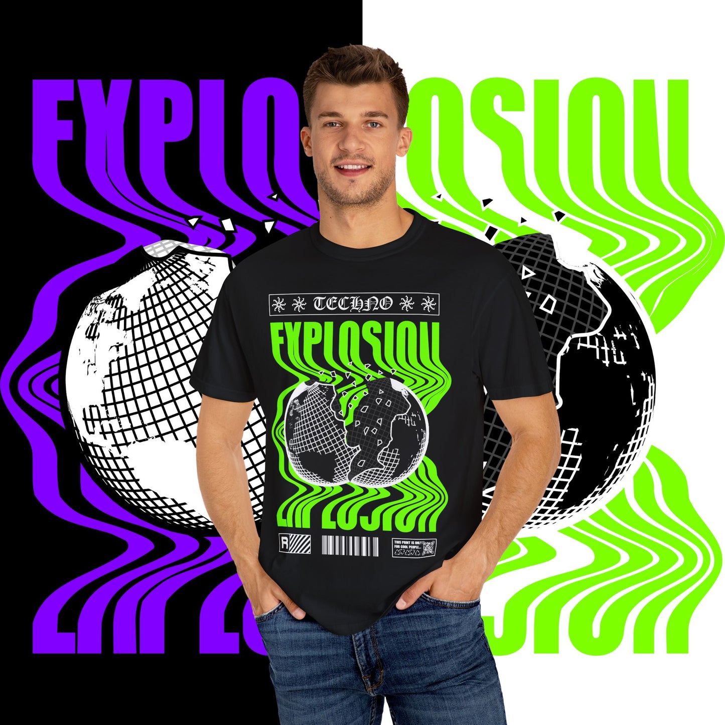 Techno Explosion Unisex T-Shirt, Electric Vibe Tee, Rave Shirt, Festival Wear, Music Lover Gift