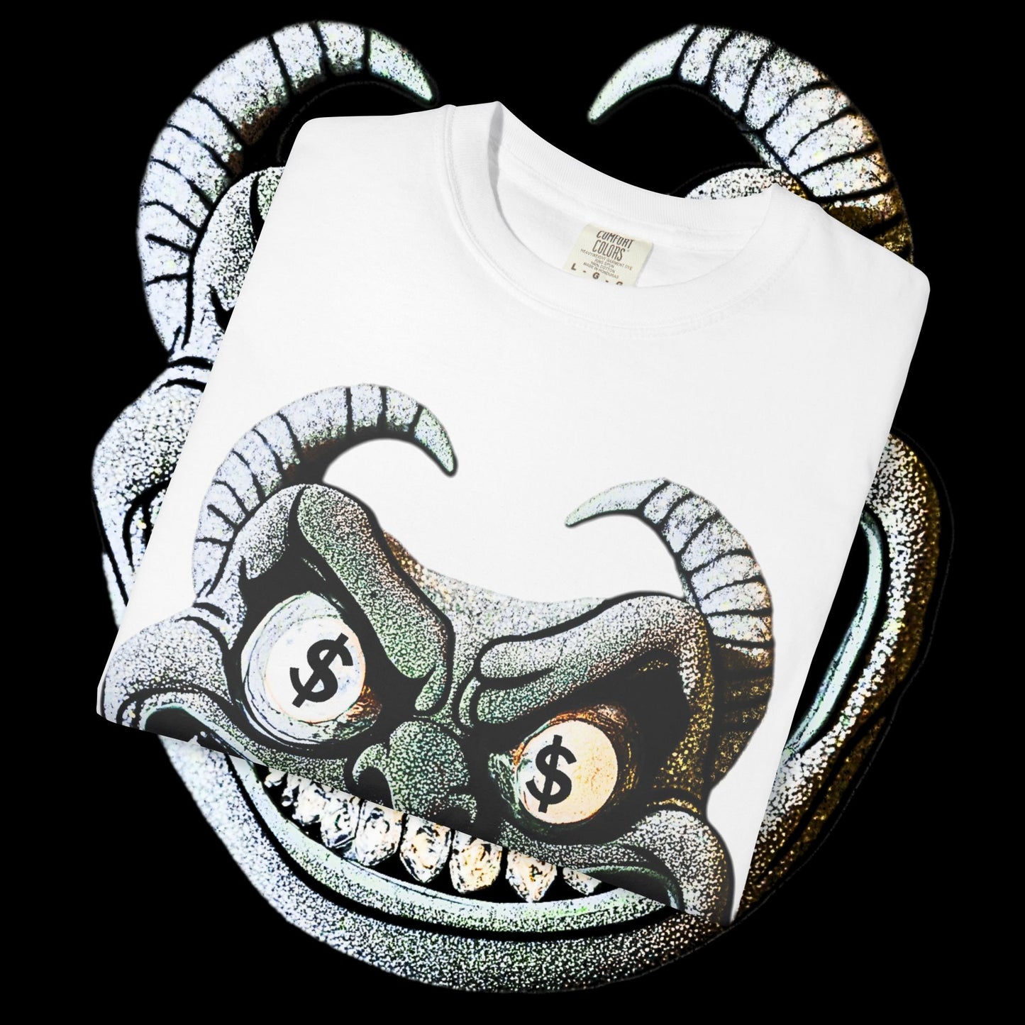 Grunge Demon Graphic T-shirt | Artistic Streetwear, Unisex Casual Tee, Gift for Music Lovers, Halloween Apparel, Urban Fashion