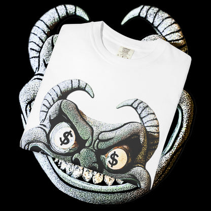 Grunge Demon Graphic T-shirt | Artistic Streetwear, Unisex Casual Tee, Gift for Music Lovers, Halloween Apparel, Urban Fashion