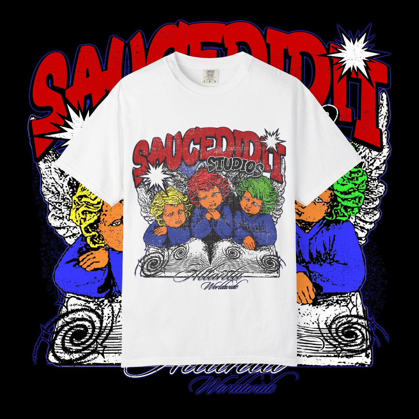 Saucedidit Cartoon Trio Graphic T-Shirt