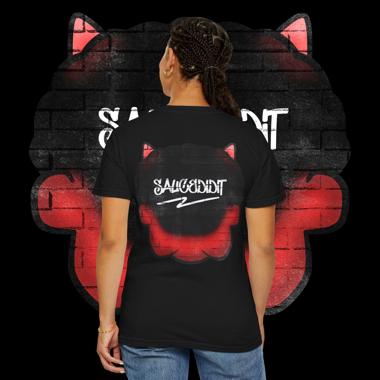 Devil Grin T-Shirt — Retro Graffiti Streetwear with 'SAVEDBYDT' Back Logo