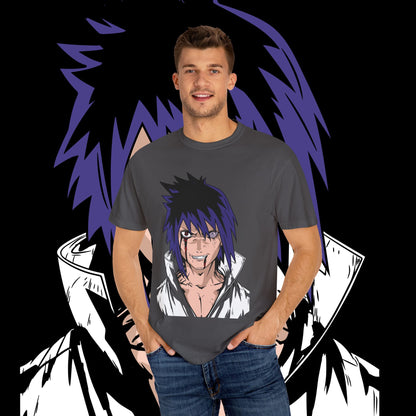 Anime Sasuke Uchiha Unisex T-shirt, Geometric Anime Tee, Japanese Cartoon Shirt, Manga Fan Apparel, Naruto Character Top