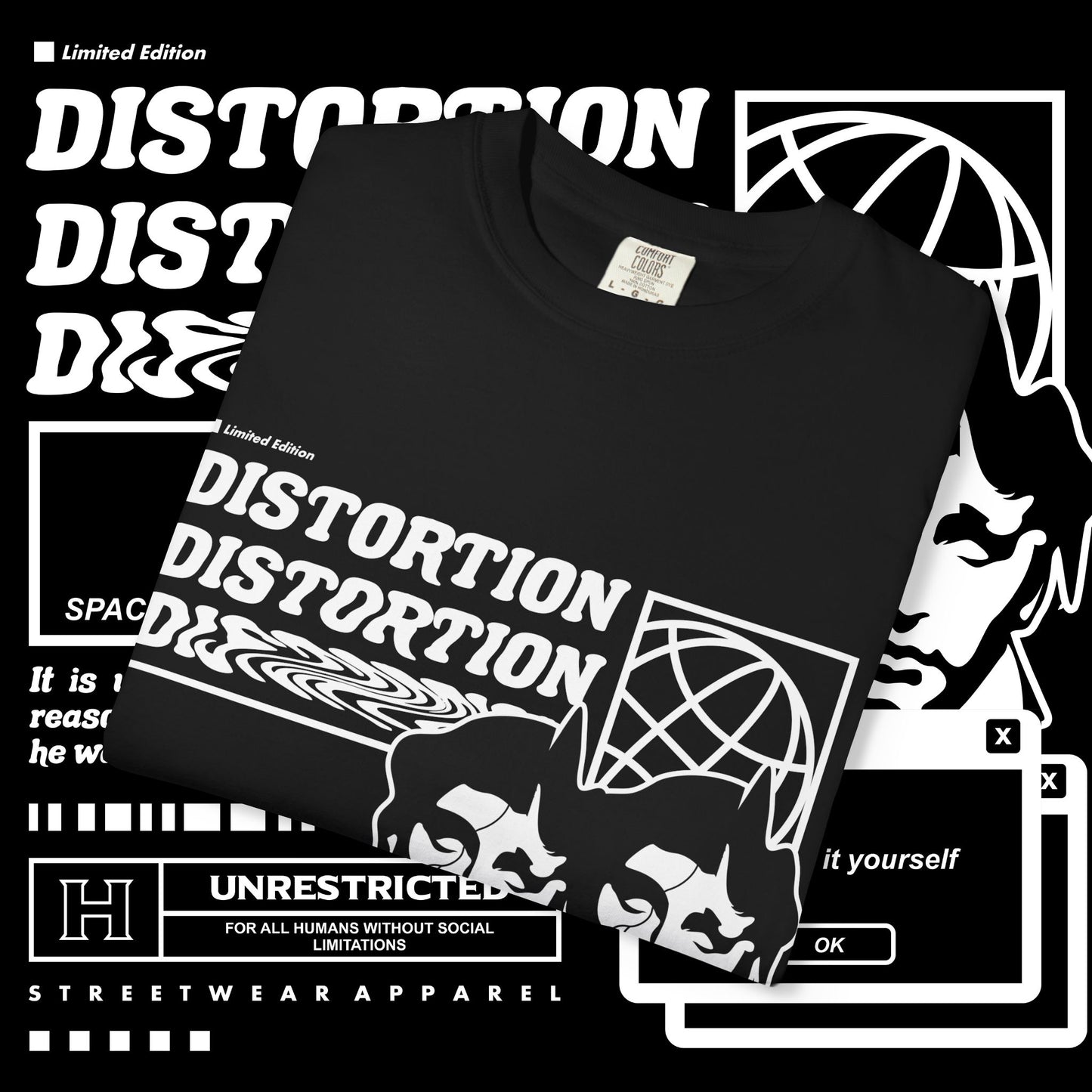 Limited Edition Distortion Graphic T-Shirt, Unisex Streetwear Tee, Trendy Casual Wear, Unique Gift for Creatives, Fashionable Graphic Top