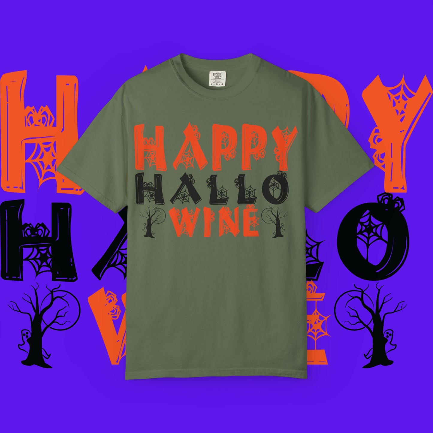 Hallowine T-Shirt, Halloween Tee, Spooky Celebration Shirt, Fall Festivity Apparel, Fun Halloween Gift, Unisex Garment-Dyed Tee