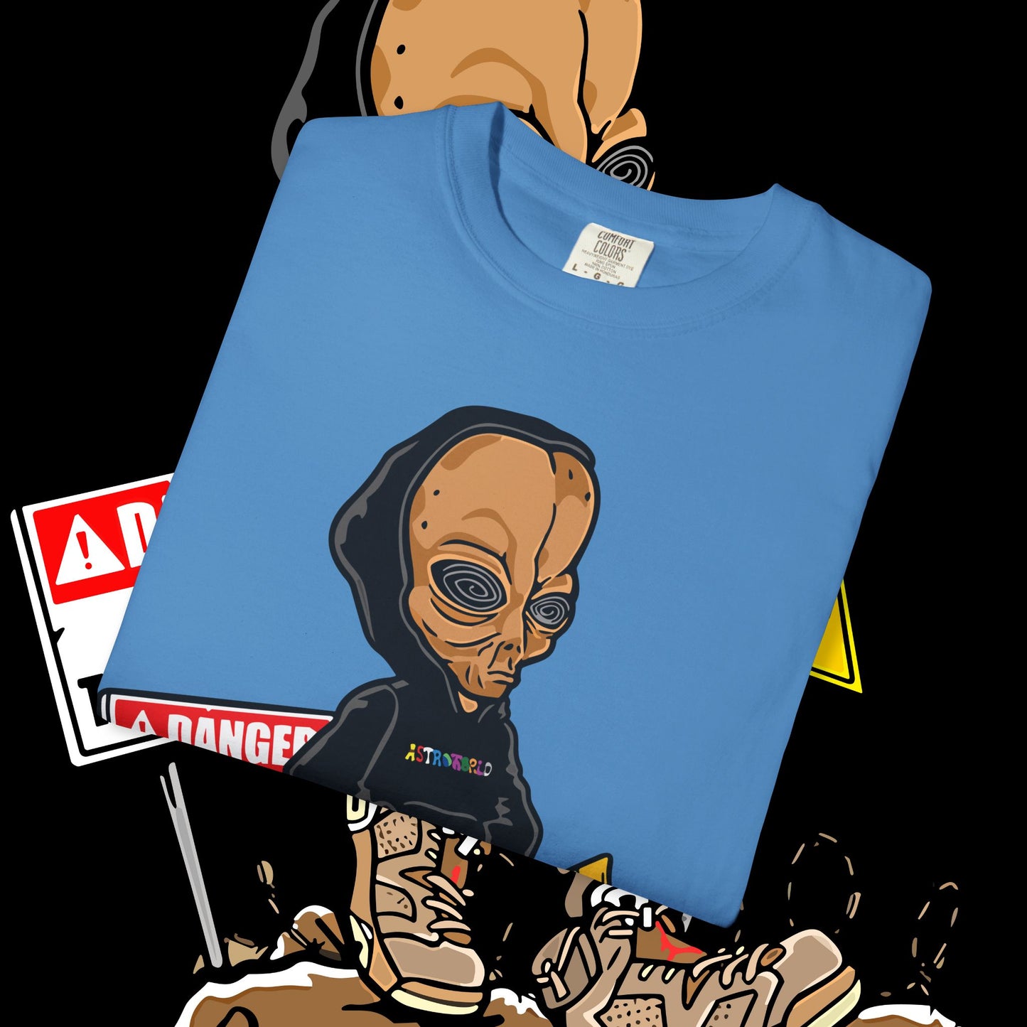 Alien Danger Graphic Tee, Unisex Streetwear, Casual Outfit, Gift for Sci-Fi Lovers, Summer Essential, Festival Wear