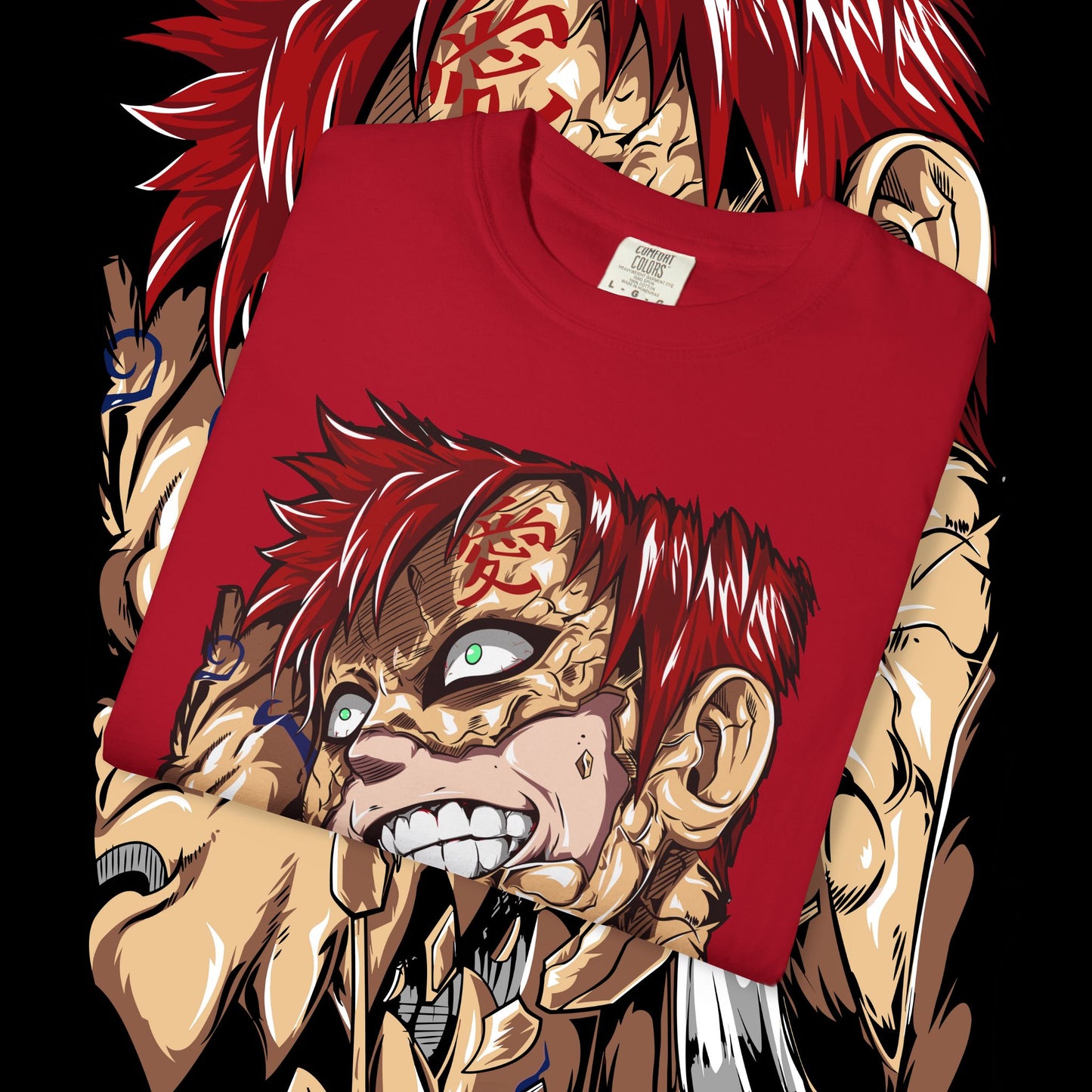 Anime Gaara of the Sand Unisex Garment-Dyed T-shirt, Japanese Manga Tee, Naruto Fan Gift, Cosplay Shirt, Geek Apparel