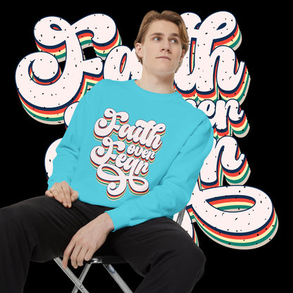 Faith Over Fear Retro Rainbow Sweatshirt