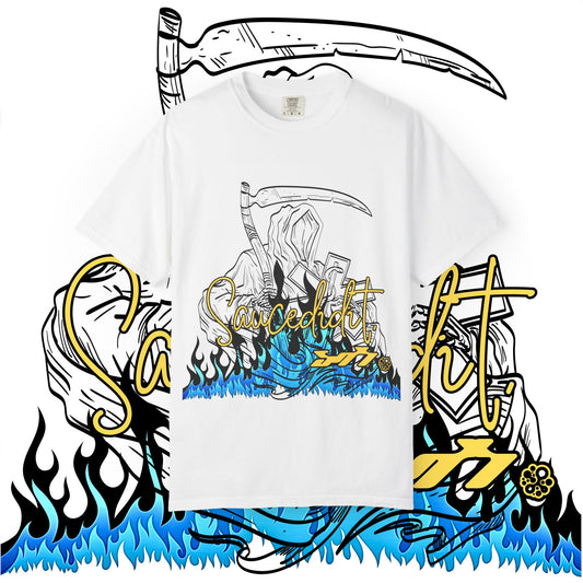 Grim Reaper Flames T-Shirt — "Sacred It" Graphic Tee