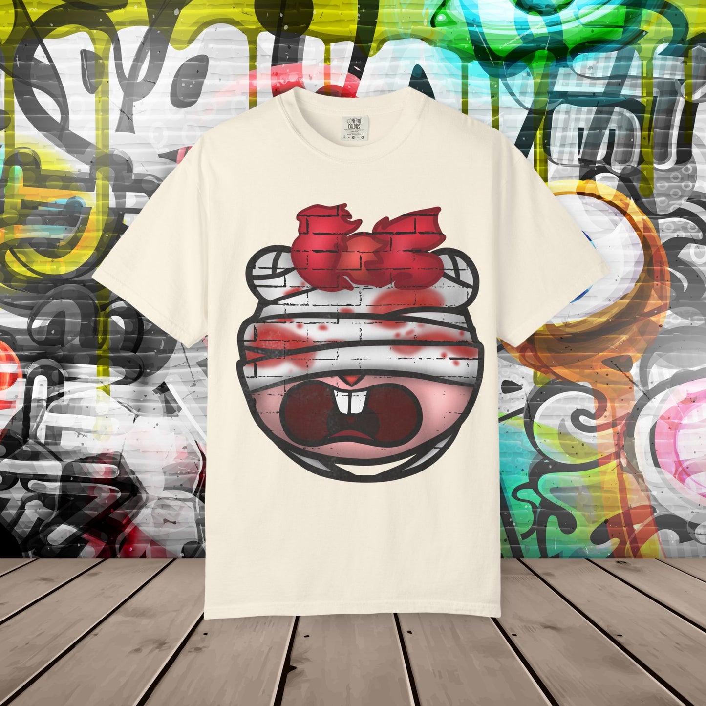 Graffiti Bandage Bear T-Shirt — 'SaucedIt' Streetwear Graphic Tee