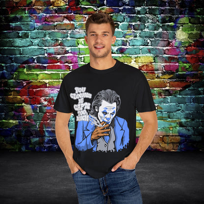 Humorous Joker Comic Art Print T-shirt, Last Laugh Design, Funny Tee, Unisex Shirt, Gift for Comic Book Fans