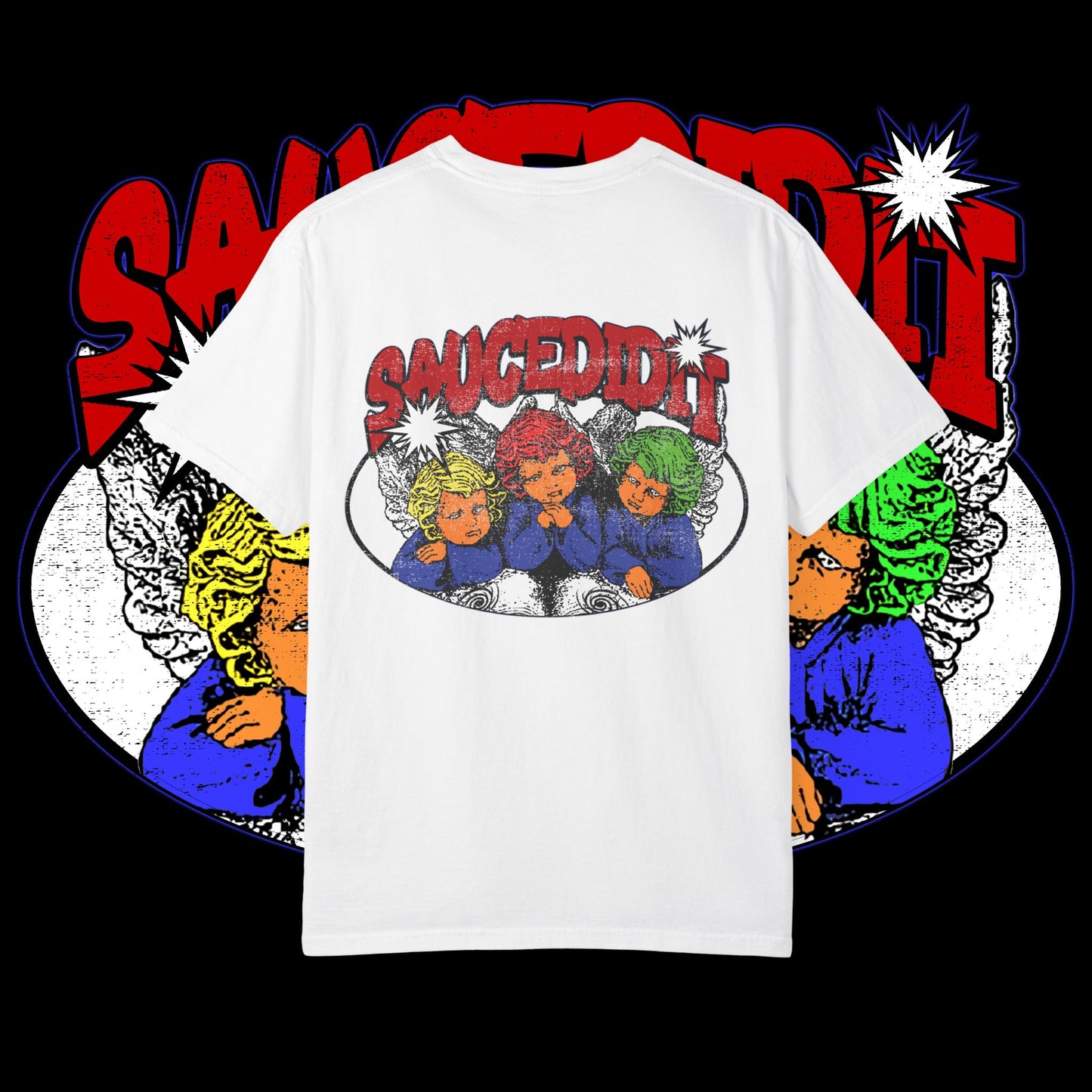 Saucedidit Cartoon Trio Graphic T-Shirt