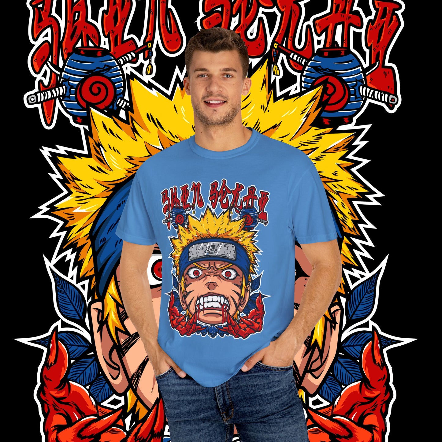 Naruto Nine Tails Faze T-shirt, Anime Graphic Tee, Unisex Cotton Shirt, Japanese Manga Merch, Cool Streetwear Top