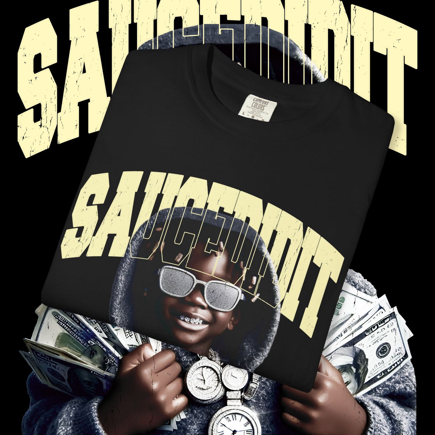 Saucedidit Unisex Garment-Dyed T-shirt - Hip Hop Style Tee, Streetwear Fashion, Unique Gift for Music Lovers, Casual Everyday Wear