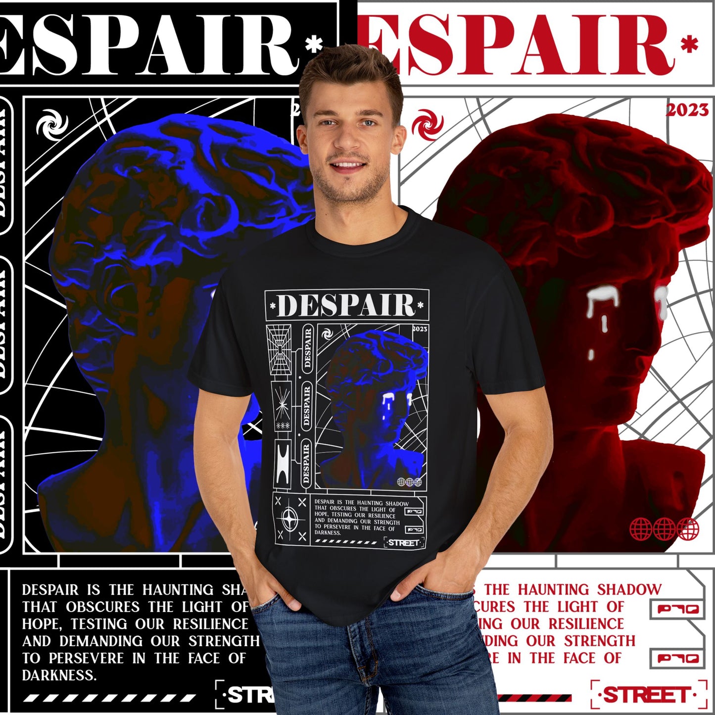 Despair Unisex Garment-Dyed T-shirt | Artistic Graphic Tee, Streetwear Fashion, Casual Everyday Wear, Unique Gift Idea, Trendy Apparel