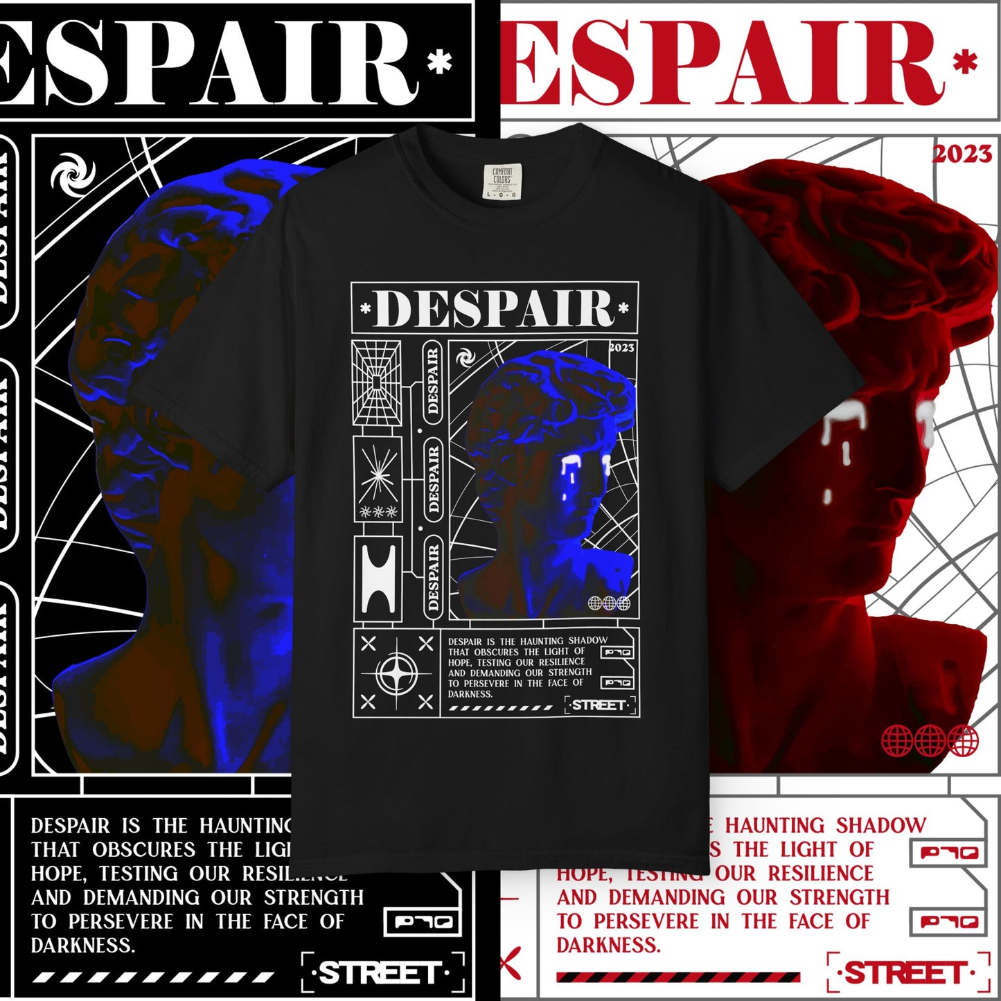 Despair Unisex Garment-Dyed T-shirt | Artistic Graphic Tee, Streetwear Fashion, Casual Everyday Wear, Unique Gift Idea, Trendy Apparel