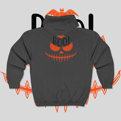 Halloween Spirit Hooded Sweatshirt - Cozy Zip Hoodie, Fall Apparel, Ghost Lovers Gift, Spooky Season Clothing, Unisex Hoodie