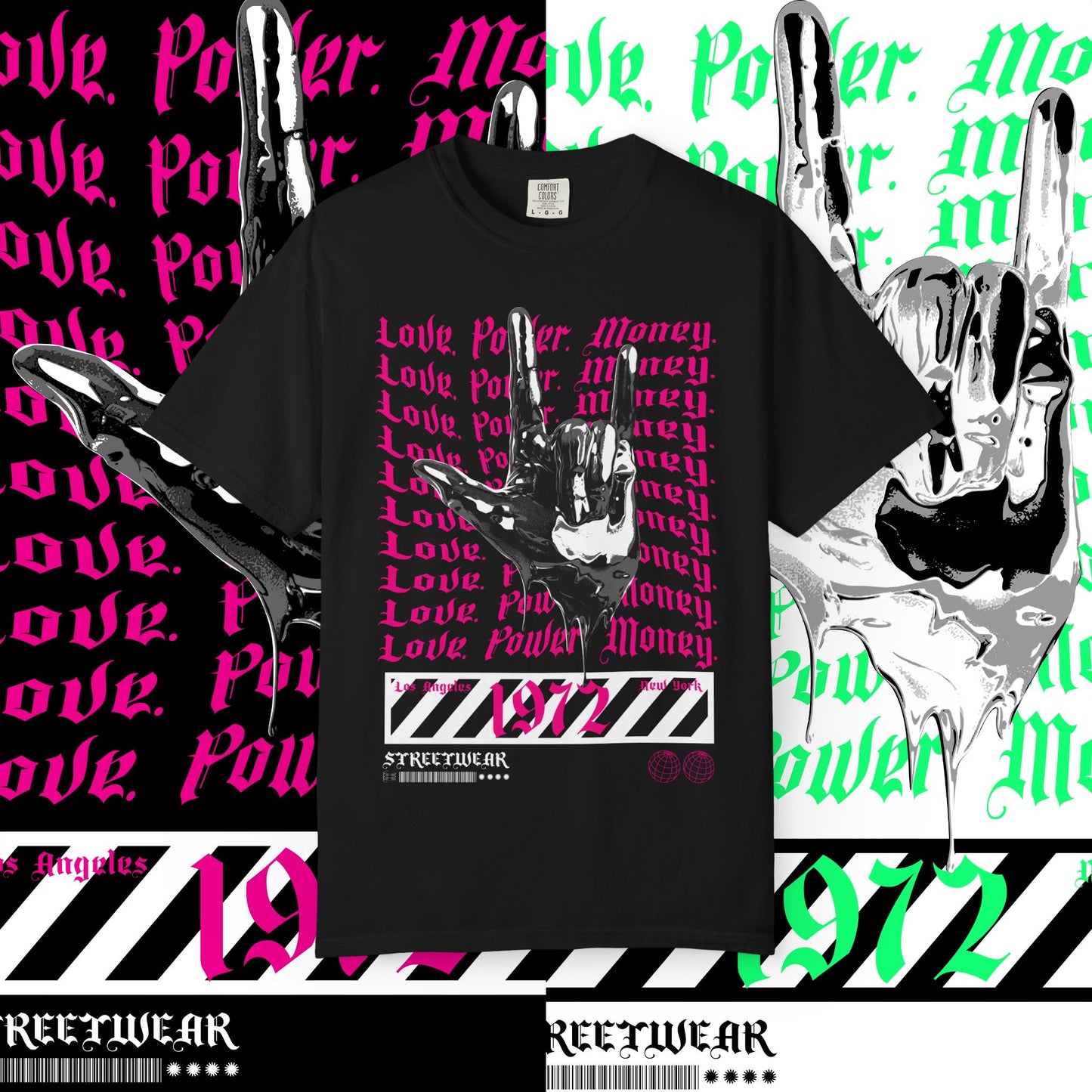 Love Power Money Unisex Garment-Dyed T-shirt, Money Manifestation Tee, Positive Affirmation Shirt, Law of Attraction Clothing, Spiritual