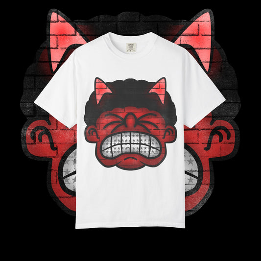 Devil Grin T-Shirt — Retro Graffiti Streetwear with 'SAVEDBYDT' Back Logo