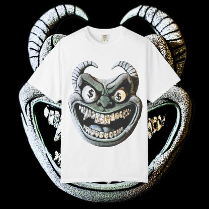 Grunge Demon Graphic T-shirt | Artistic Streetwear, Unisex Casual Tee, Gift for Music Lovers, Halloween Apparel, Urban Fashion