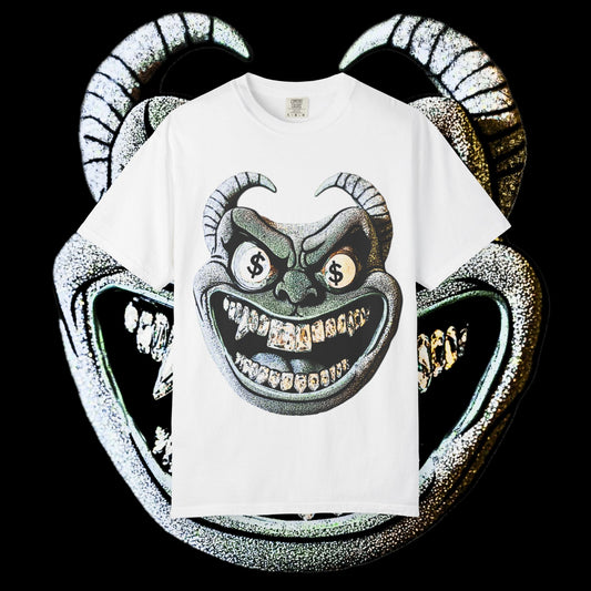 Grunge Demon Graphic T-shirt | Artistic Streetwear, Unisex Casual Tee, Gift for Music Lovers, Halloween Apparel, Urban Fashion