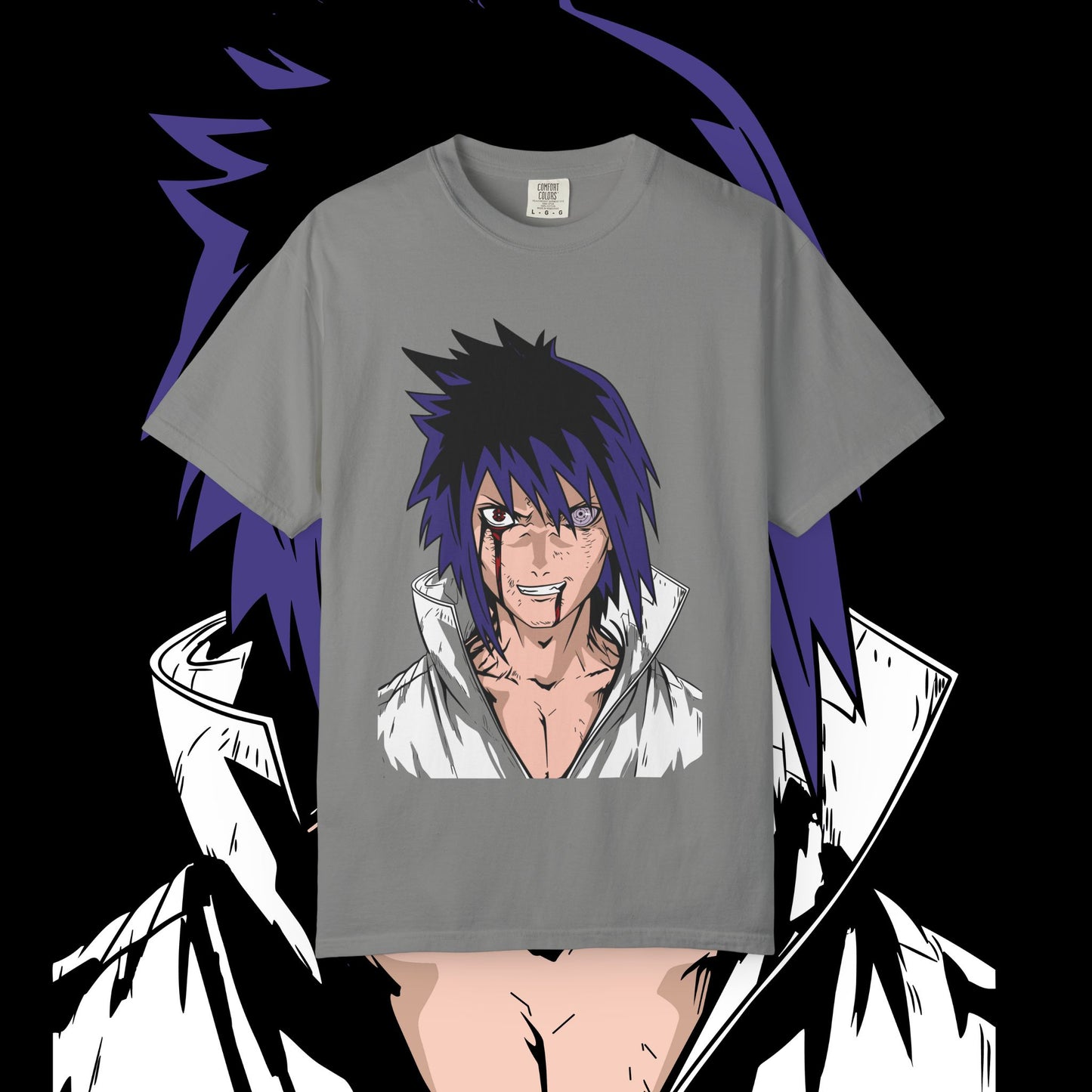 Anime Sasuke Uchiha Unisex T-shirt, Geometric Anime Tee, Japanese Cartoon Shirt, Manga Fan Apparel, Naruto Character Top