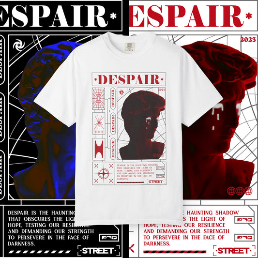 Despair Unisex Garment-Dyed T-shirt | Artistic Graphic Tee, Streetwear Fashion, Casual Everyday Wear, Unique Gift Idea, Trendy Apparel