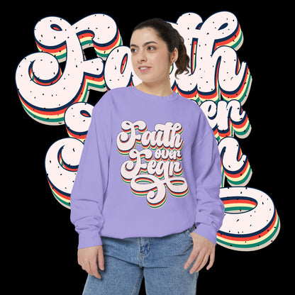 Faith Over Fear Retro Rainbow Sweatshirt