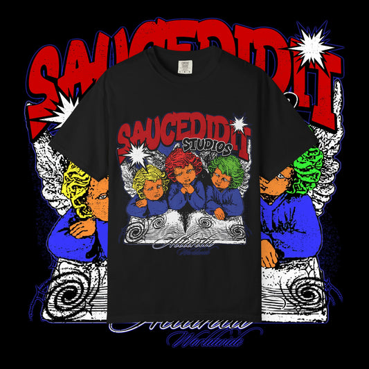 Saucedidit Cartoon Trio Graphic T-Shirt