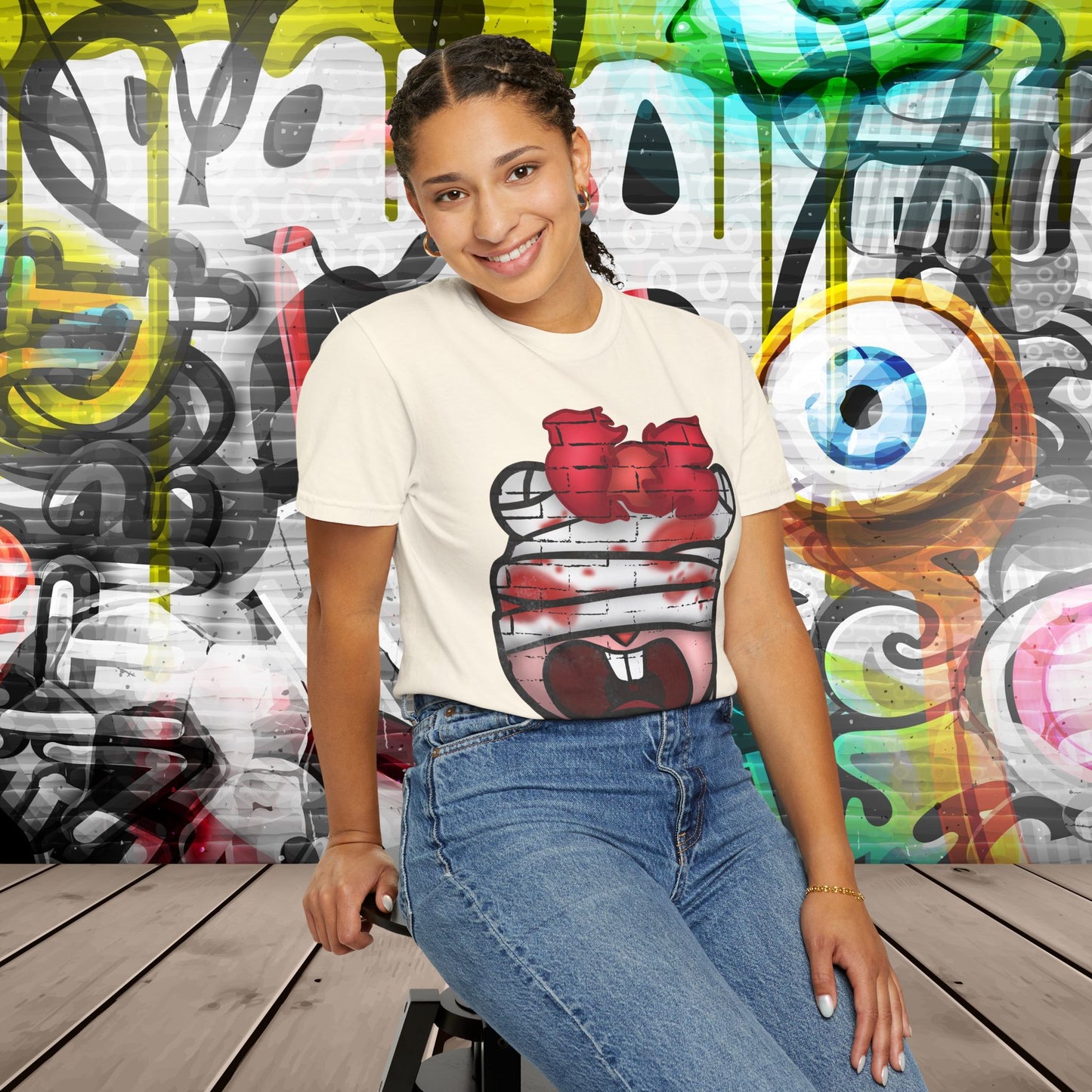Graffiti Bandage Bear T-Shirt — 'SaucedIt' Streetwear Graphic Tee