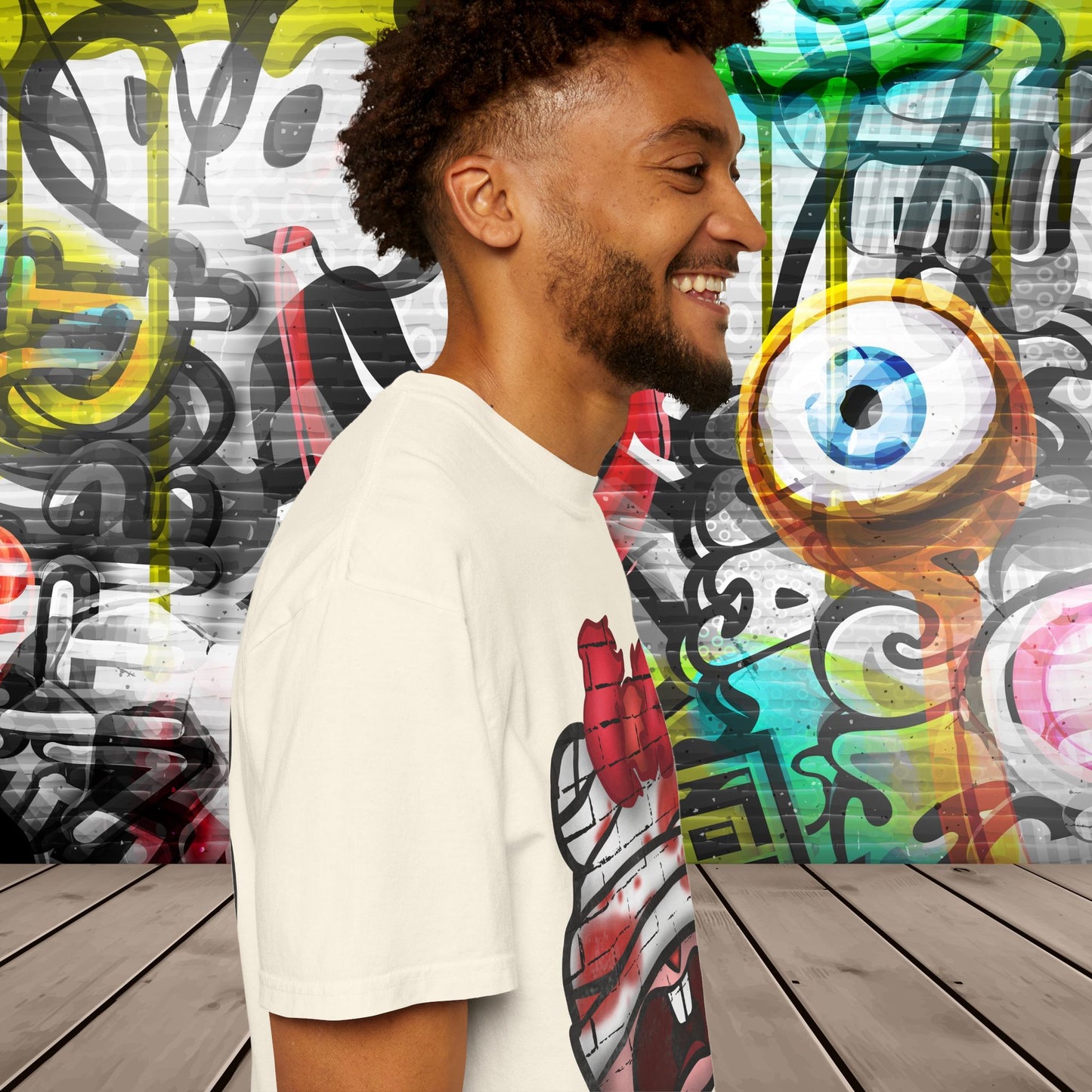 Graffiti Bandage Bear T-Shirt — 'SaucedIt' Streetwear Graphic Tee