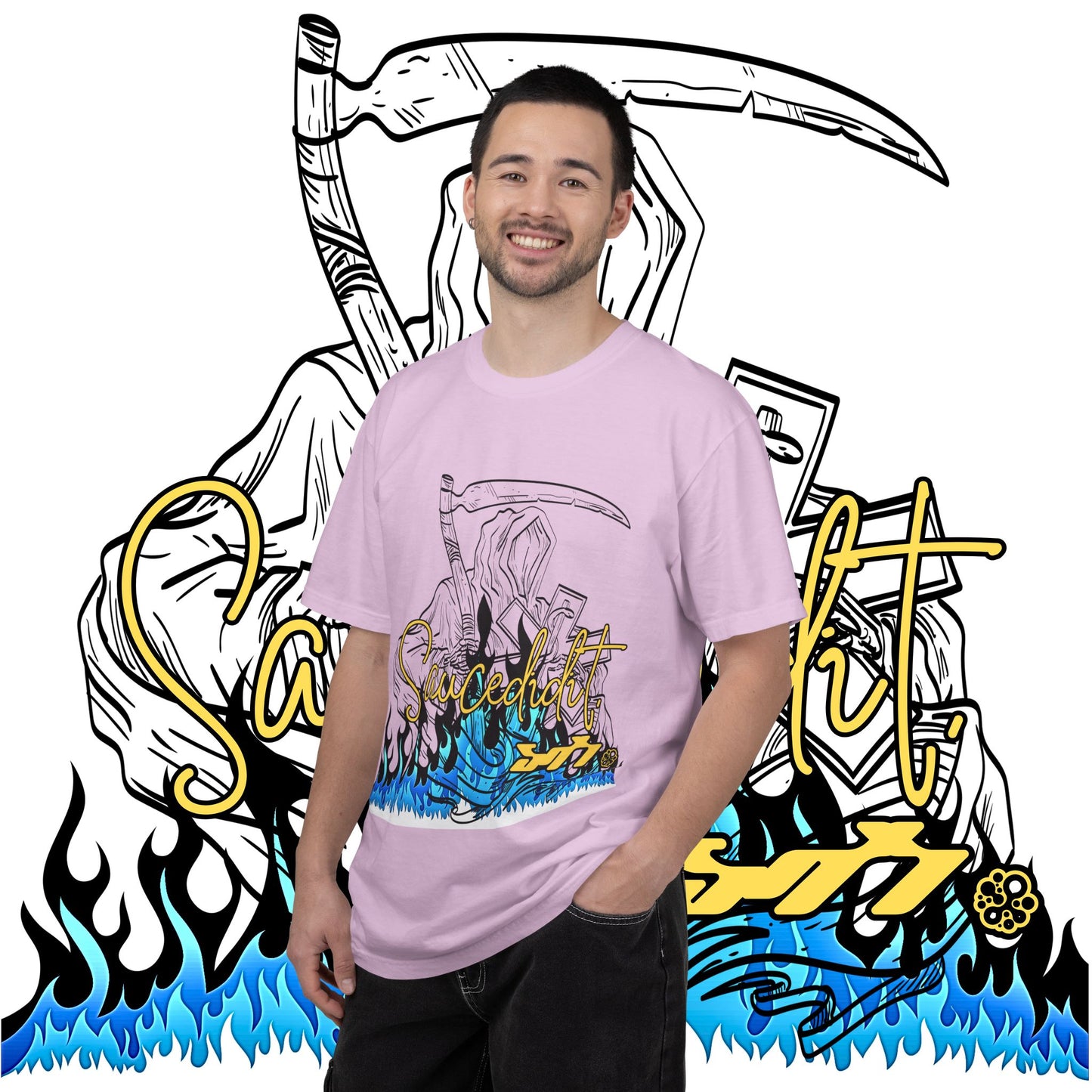 Grim Reaper Flames T-Shirt — "Sacred It" Graphic Tee
