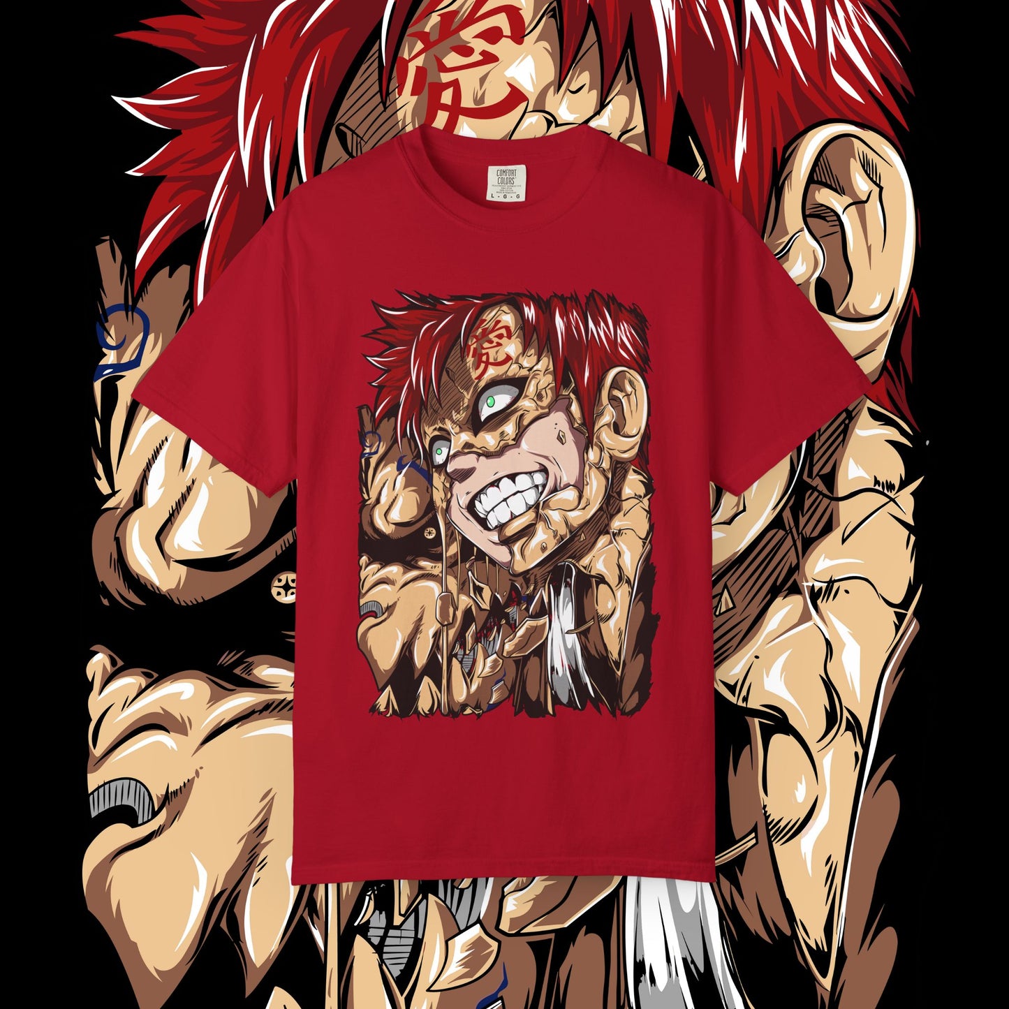 Anime Gaara of the Sand Unisex Garment-Dyed T-shirt, Japanese Manga Tee, Naruto Fan Gift, Cosplay Shirt, Geek Apparel