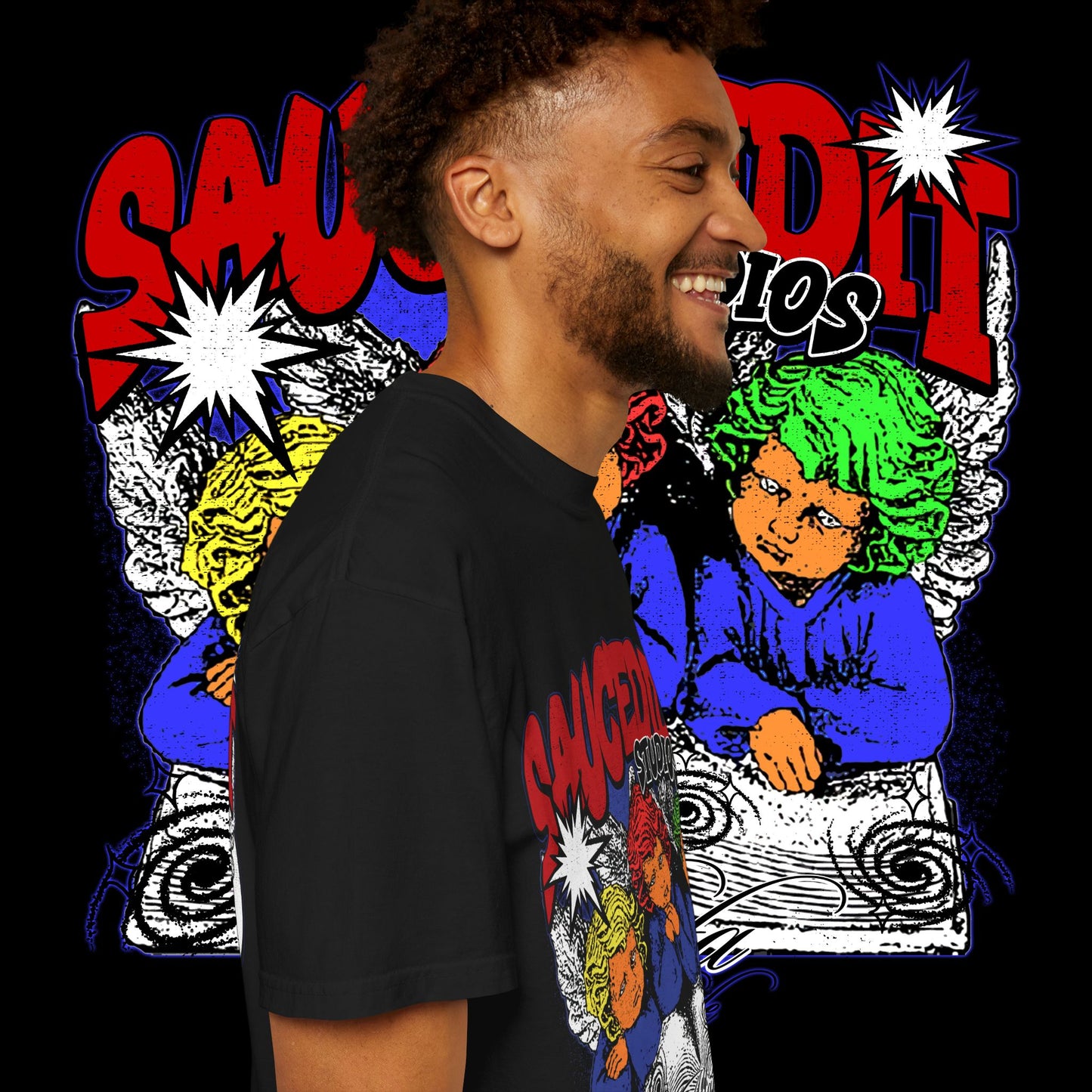 Saucedidit Cartoon Trio Graphic T-Shirt