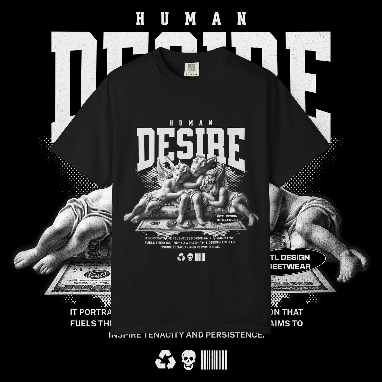 Human Desire Unisex Garment-Dyed T-shirt, Vintage Tee, Graphic Top, Trendy Shirt, Minimalist Clothing, Hipster Apparel