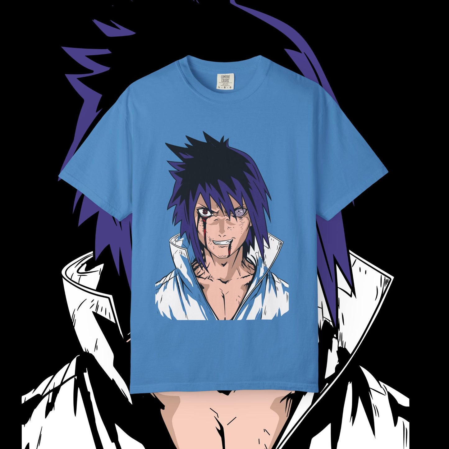 Anime Sasuke Uchiha Unisex T-shirt, Geometric Anime Tee, Japanese Cartoon Shirt, Manga Fan Apparel, Naruto Character Top