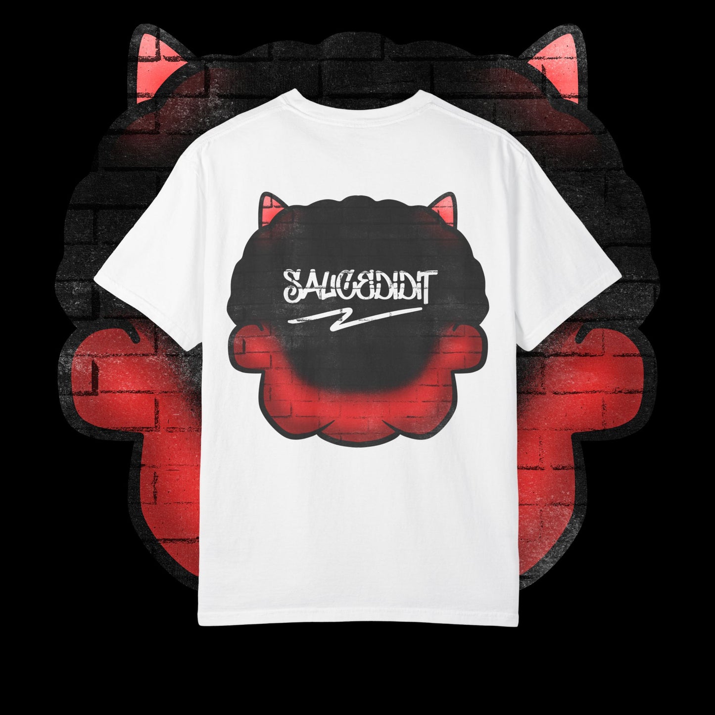 Devil Grin T-Shirt — Retro Graffiti Streetwear with 'SAVEDBYDT' Back Logo