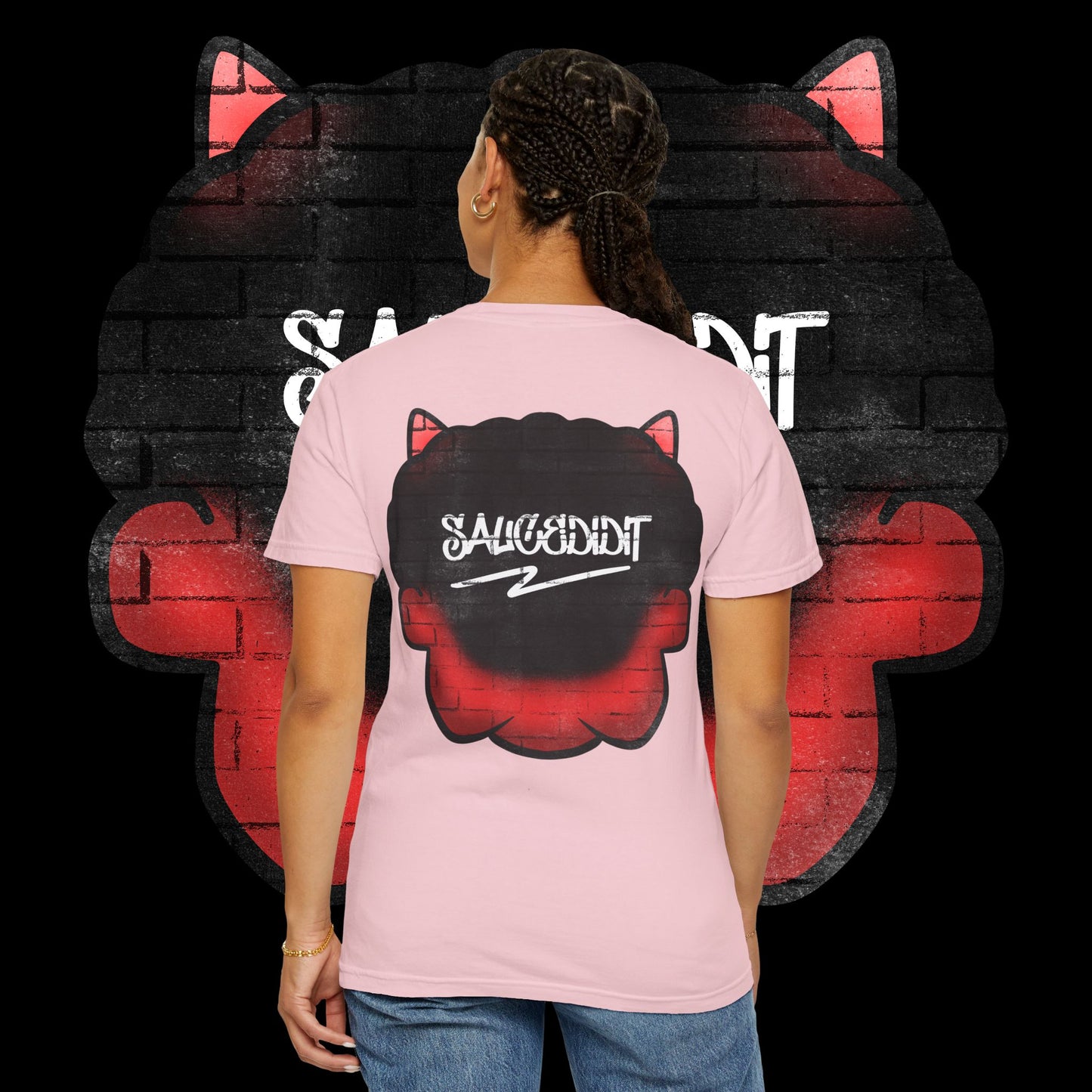 Devil Grin T-Shirt — Retro Graffiti Streetwear with 'SAVEDBYDT' Back Logo
