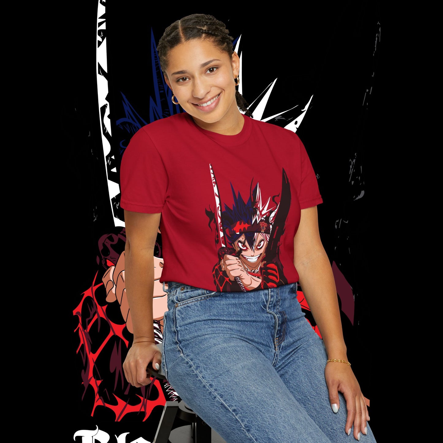 Black Clover Asta Demon Form Red Black Flame Unisex T-shirt, Anime Shirt, Manga Tee, Japanese Graphic Top, Cosplay Costume, Otaku Clothing