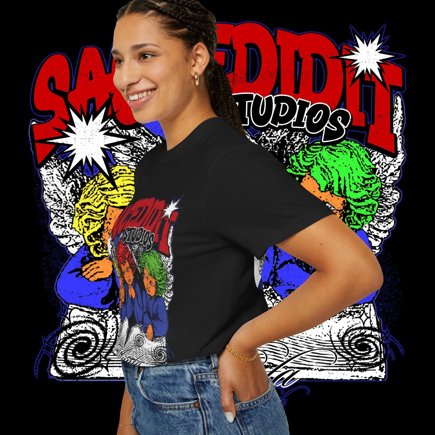 Saucedidit Cartoon Trio Graphic T-Shirt