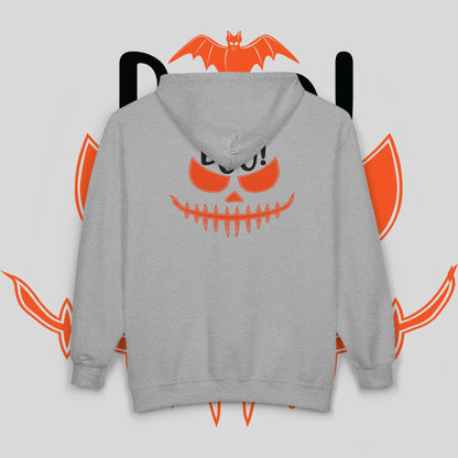 Halloween Spirit Hooded Sweatshirt - Cozy Zip Hoodie, Fall Apparel, Ghost Lovers Gift, Spooky Season Clothing, Unisex Hoodie