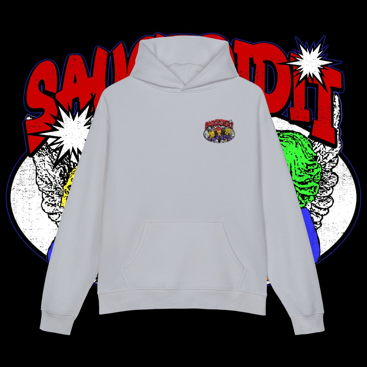 Sauced It Retro Pop Art Hoodie — 'Sauced It' Embroidered Graphic Pullover