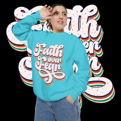 Faith Over Fear Retro Rainbow Sweatshirt